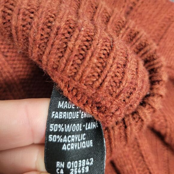 TOSCANO Dark Orange Wool Blend Mock Neck Ribbed Knitted Sweater SIZE XXL - Picture 10 of 11
